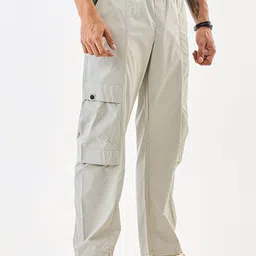 Snitch Men Beige Mid-Rise Relaxed Fit Cargo Pants image 4