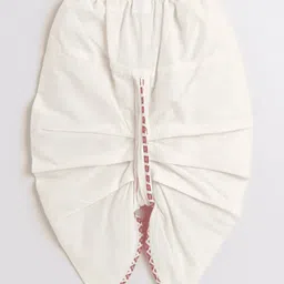 Polka Tots Full Sleeve All Over Diamond Abstract Printed Angrakha Kurta With Dhoti - Pink & Cream image 4