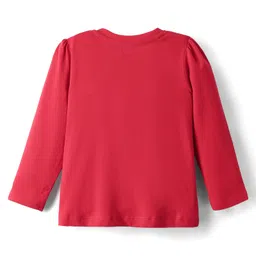Babyhug Cotton Knit Full Sleeves Night Suit with Heart Print - Red image 3