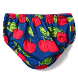 Babyhug Single Jersey Knit Full Sleeves Frock With Fruit Print & Bloomer - Blue image 4