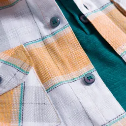 Dapper Dudes Full Sleeves Checked Shirt With Attached Tee - Bottle Green image 4