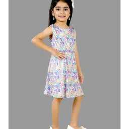 Funshine Knitted Knit Sleeveless Floral Printed Dress - White image 5