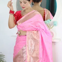 KALINI Woven Design Zari Silk Blend Paithani Saree image 4