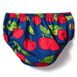 Babyhug Single Jersey Knit Full Sleeves Frock With Fruit Print & Bloomer - Blue image 5