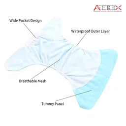 AEREX Reusable Baby Cloth Diapers For 6 Months to 3 Years With 2 Insert Pad With Anti-Piling Fleece Extra Absorbent Instant Baby Dry Sheet Leak Proof Washable Diaper Baby Bed Protector image 5
