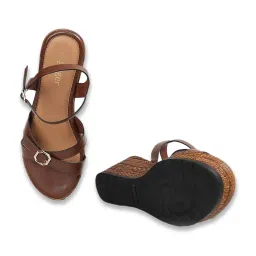 Ginger by Lifestyle Women's Tan Ankle Strap Wedges image 3