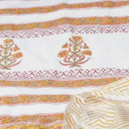 Unnati Silks Peach Silk Floral Print Saree With Unstitched Blouse image 3