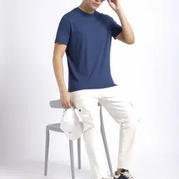 R&B Blue Cotton Regular Fit T-Shirt image 3