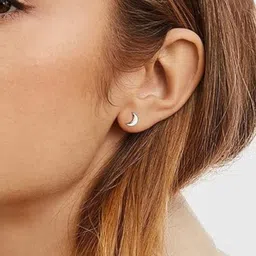 HighSpark 925 Sterling Silver Tiny Cresent Shaped Studs image 1