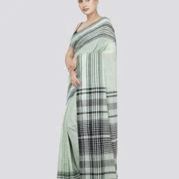 Pinkloom Green Cotton Woven Saree With Unstitched Blouse image 3