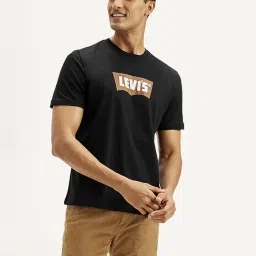 Levi's Black Cotton Regular Fit Logo Printed T-Shirt image 3