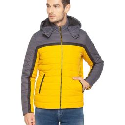 Spykar Yellow & Grey Hooded Jacket-picture-49