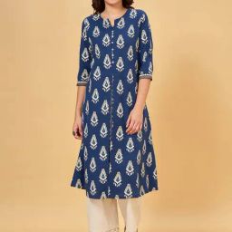Rangmanch by Pantaloons Blue Cotton Printed A Line Kurta-picture-47