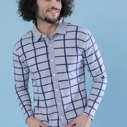 Campus Sutra Light Grey Full Sleeves Checks Shirt-image-3