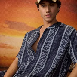 The Souled Store Blue Cotton Regular Fit Striped Shirt image 3