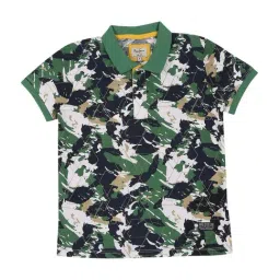Pepe Jeans Kids Green Cotton Camouflage Polo T-Shirt-picture-22