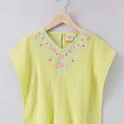 Ed-a-Mamma Kids Green Cotton Embroidered Kaftan Top-picture-28