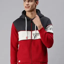 showoffff SHOWOFF Multi Cotton Slim Fit Colour Block Hooded SweatShirt-picture-16