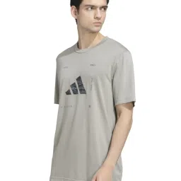 Adidas Grey Regular Fit Logo Printed Sports T-Shirt image 3