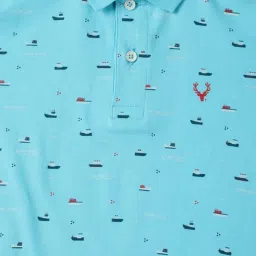 Allen Solly Junior Blue Cotton Printed Polo T-Shirt image 3