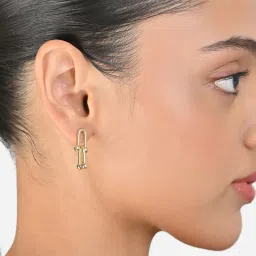 Toniq Golden T Bar Shape Drop Earrings image 3