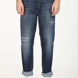 Levi's 550'92 Blue Cotton Relaxed Fit Distressed Jeans-picture-5