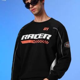 The Souled Store Black Loose Fit Printed Sweatshirt-image-60