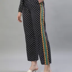 Iconic Navy Cotton Printed Trousers image 3