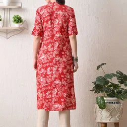 NUNCHII Floral Printed Mandarin Collar A-Line Kurta image 4