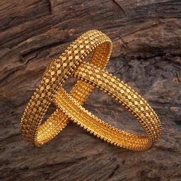 Kushal's Fashion Jewellery Set Of 2 Gold Plated Ethnic Antique Bangles-picture-41