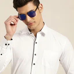 Hancock Men White Solid Slim Fit Pure Cotton Tuxedo Shirts-picture-33