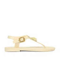 Elle Women's Beige T-Strap Sandals image 3