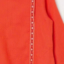 Melange by Lifestyle Kids Orange & White Cotton Printed Full Sleeves Kurta Set image 3