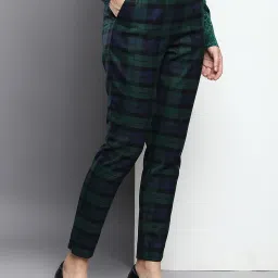 Tommy Hilfiger Green & Blue Checks Slim Fit Trousers image 3