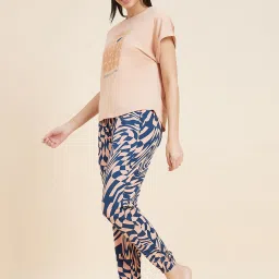 Sweet Dreams Beige Printed Top With Pyjamas image 3