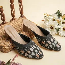 Anouk Embellished Party Block Mules-picture-14