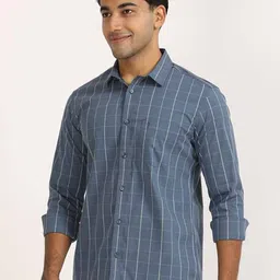Indian Terrain Men Classic Fit Windowpane Checked Spread Collar Casual Shirt image 1