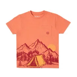 Pepe Jeans Kids Peach & Orange Graphic Print T-Shirt-image-3