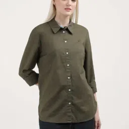 TOMMY HILFIGER Olive Green Cotton Shirt-picture-27
