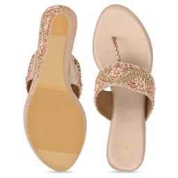 Rocia by Regal Women's Rose Gold T-Strap Wedges image 3