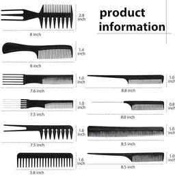 msvtradess Hair Stylists Professional Styling Comb Set,10PCS Combs Tool for Women Men Kids image 2