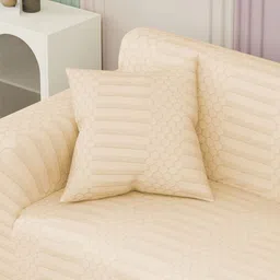 Lukzer Yellow Printed Polyester 1 Piece Sofa Cover With Arms image 4