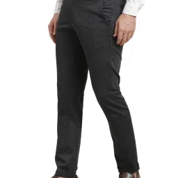 Turtle Grey Knitted Ultra Slim Fit Dobby Trousers image 3