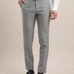 Turtle Grey Ultra Slim Fit Chequered Trousers image 3