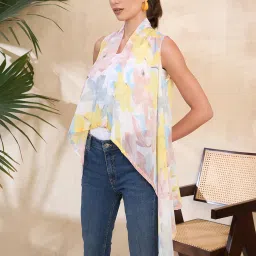 KASSUALLY Yellow Floral Print Shrug image 3