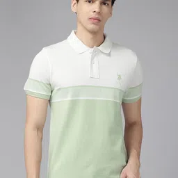 U.S. Polo Assn. Men Colourblocked Polo Collar Pure Cotton Slim Fit T-shirt-picture-16