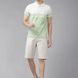 U.S. Polo Assn. Men Colourblocked Polo Collar Pure Cotton Slim Fit T-shirt image 4