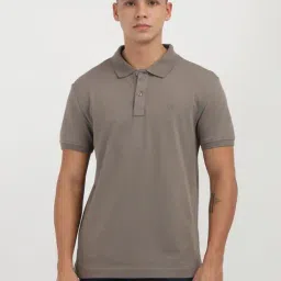 Calvin Klein Jeans Brown Cotton Regular Fit Texture Polo T-Shirt-image-50