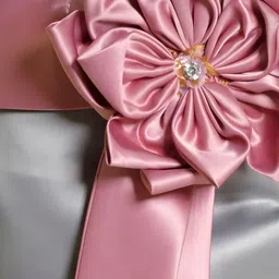 Ministitch Cold-Shoulder Satin Fit & Flare Maxi Dress image 5