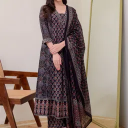 Anni Designer Ethnic Motifs Printed A-Line Kurta With Palazzos & Dupatta image 5